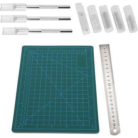 Kit de couteau de sculpture pour loisirs créatifs, tapis de découpe, manche, lames, règle, pochoir pour scrapbooking et loisirs créatifs (1/5)