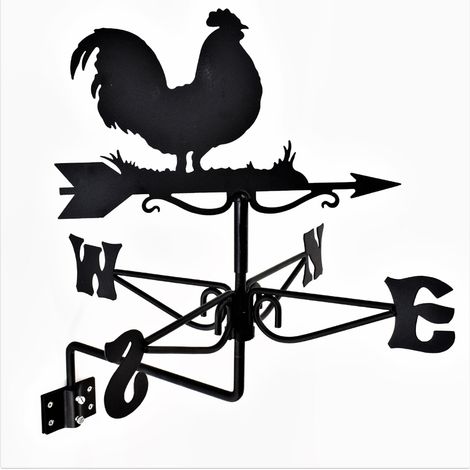 Mini Cockerel Weathervane - Steel - L38 x W38 x H47.5 cm - Black