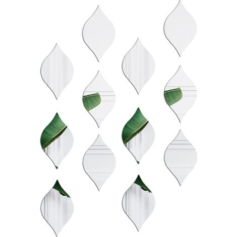 Set mit 12 3D-Acryl-Wandaufklebern in Tropfenform – Wohnzimmerdekoration – Acrylspiegel – Silber
