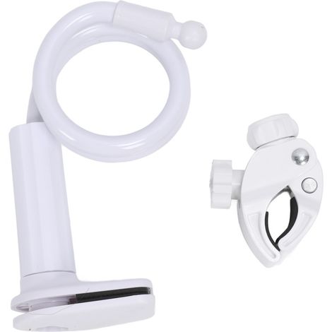Soporte para secador de pelo con abrazadera ajustable, reduce la fatiga del brazo, soporte para secador de pelo para el cuidado del cabello de perros, blanco