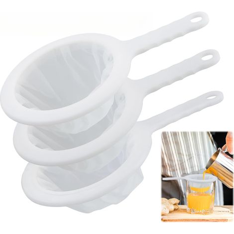 3-teiliges Nylonfilter-Set, Lebensmittelfiltersieb, Saftfilter, Feinmaschenfilter, Weinfilter, zum Filtern von Ölen, Kaffee, Wein, Saft, Sojamilch (100/200/400 Mesh)