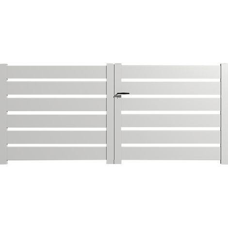 Portail aluminium battant SAH en kit dimensions L.3000 (entre piliers) x H.1500 mm Couleurs Blanc (RAL 9010)