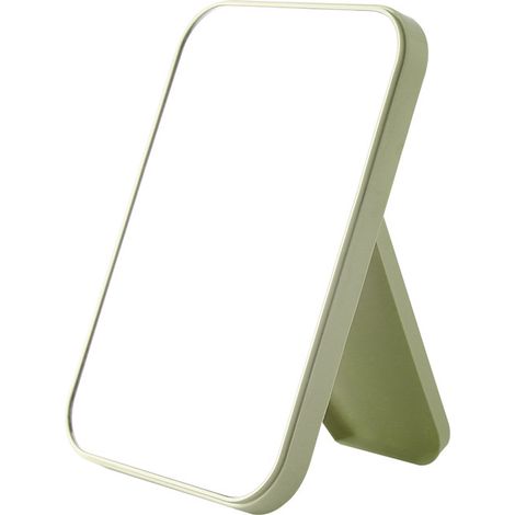 Miroir de maquillage de bureau, miroir de maquillage pliable, miroir princesse portable simple, miroir carré, petit miroir avec support pour femmes (beige) (1/5)