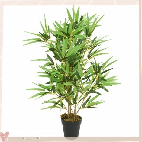 Bambou artificiel - VINGVO - 358967 - 80 cm - 368 feuilles - Pot plastique cimenté (1/4)