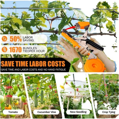Máquina atadora de plantas, acero inoxidable duradero, ancho ajustable. (1/5)