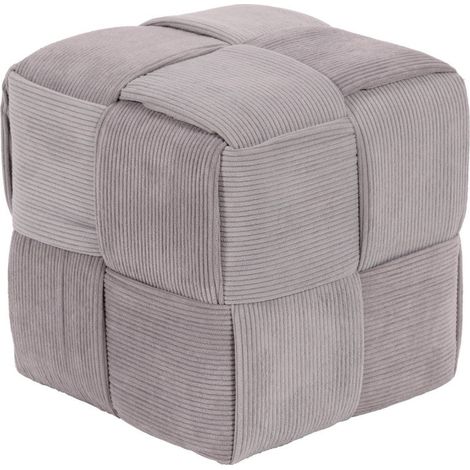 Dimo Pouf Brady in Velluto a Coste Intrecciato, Grigio Chiaro (1/2)