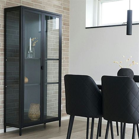 Vitrine métal noir verre 2 portes 175 cm ODENSE (1/5)
