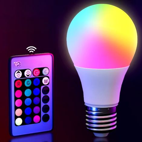 Ampoule LED Multicolore E27 3,8W avec Télécommande, 16 Couleurs et 5 Modes d'Eclairage (1/5)