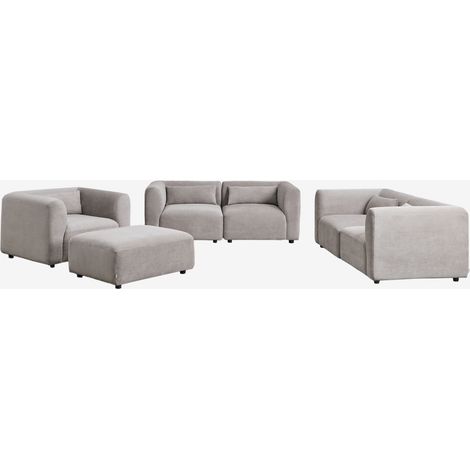 Set soggiorno con 2 divani componibili in 2 pezzi, poltrona e puff Fogler SKLUM            