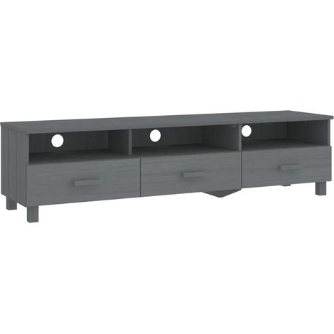 Mobile TV multimediale scaffale per televisione televisione buffet sala da pranzo soggiorno camera da letto HAMAR scuro 158 x 40 x 40 cm legno massello di pino grigio 020027634