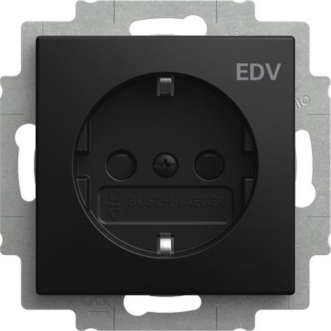 Busch-Jaeger Insert de prise SCHUKO® avec impression EDV Safety+ noir mat - Busch-balance® SI (20 EUCB/DV-915), 2CKA002013A5534