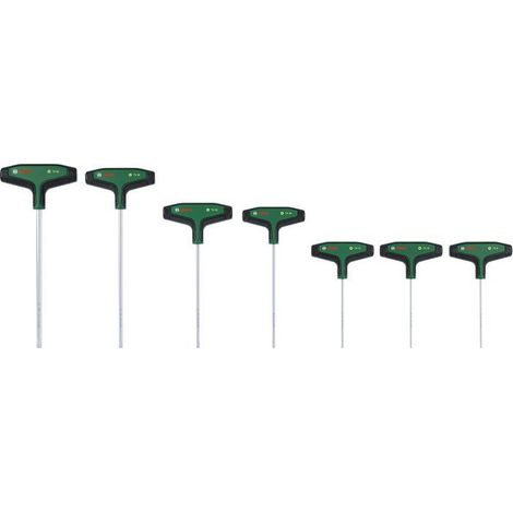 Jeu de tournevis Torx à manche T Bosch 7 pièces TX9–TX40 avec porte-rail métallique vert (1/5)