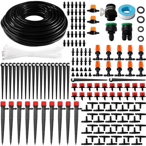 202 Pièces Kit Irrigation Goutte, Tuyau 25m, Raccords, Connecteurs T, Bouchons, Pour Jardin, Plantes (1/5)