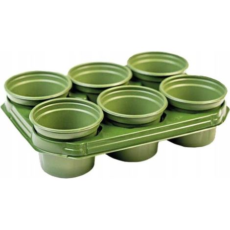 Set per semina in plastica con 6 vasi da 12 cm e vassoio verde 37x28 cm