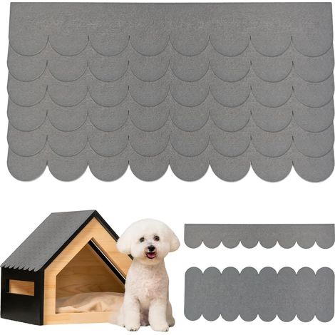 Bardeaux de Toiture Auto-Adhésifs Gris, 32 Pièces Projets DIY Feutre de Toiture pour Nichoir, 30x5cm + 30x11cm, Tole Ondulée Autocollante, Pour Hôtel à Insectes (1/5)