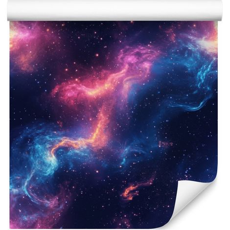 Aquarell-Galaxie-Tapete, oben lila, unten marineblau, 50 x 1000 cm (1/5)
