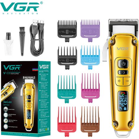 Tondeuse à cheveux électrique (dorée) avec écran LCD rechargeable et tondeuse en métal (1/4)