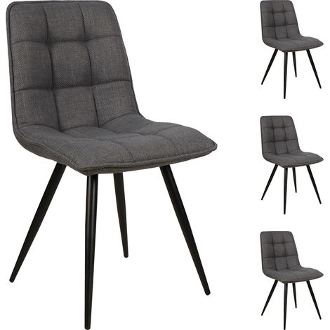 Lot de 4 chaises repas en tissu gris foncé et noir - ALIZO (1/5)