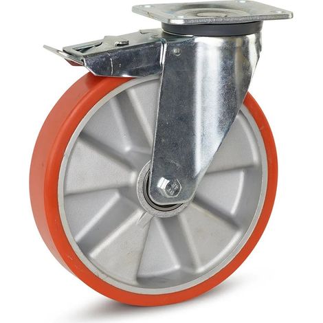Roue pivotante lourde freinée - MESO - PU - 250mm - 800kg - Platine (1/2)
