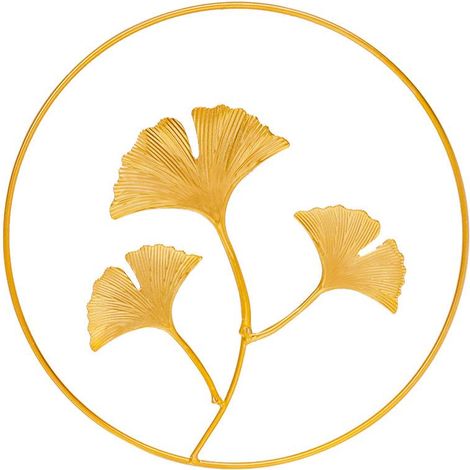 Décoration murale en fer 24cm, tableau suspendu ginkgo biloba, art mural métallique pour salon, chambre, fond de canapé, ornement de maison élégant, peinture murale en métal noir (1/5)