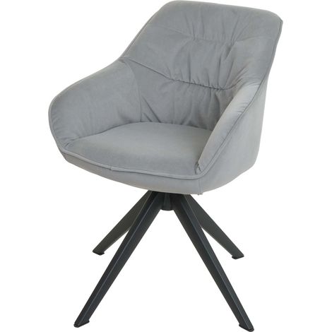Sedia da pranzo imbottita con braccioli girevoli in metallo tessuto/tessuto grigio chiaro 040006327