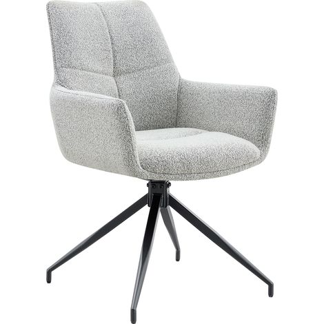 CAIzi[Lot de 2] Chaise rembourrée pivotante européenne 360°: tissu gris beige clair + pieds en métal laqué noir, respirante et confortable, s’accorde avec un intérieur moderne et luxueux dans la salle (1/5)