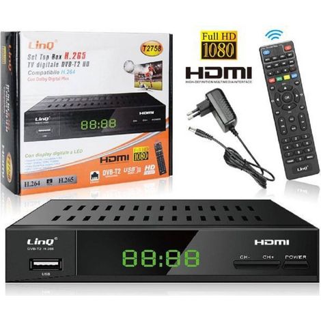 Décodeur Tv Numérique Terrestre T2 Set Top Box Full Hd Dvb-t2 Hd H.265 Pvr T2758 (1/2)