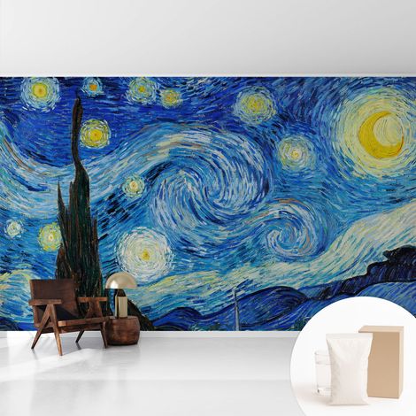 Papier peint intissé pour salon chambre à coucher peint imprimé Installation facile - Colle incluse gratuite Ciel nocturne 416x254 cm (1/5)