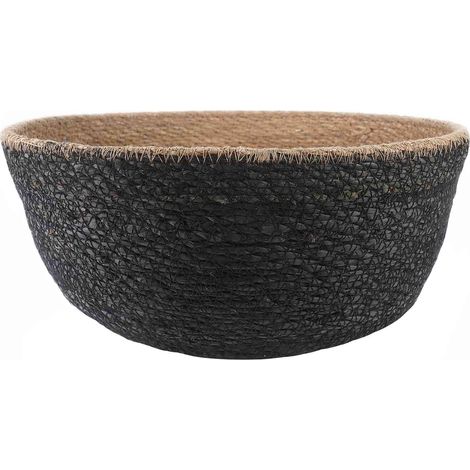 vidaXL Plant Pot with Handles Black Ø 45 x 36 cm 100% Seagrass (1/3)