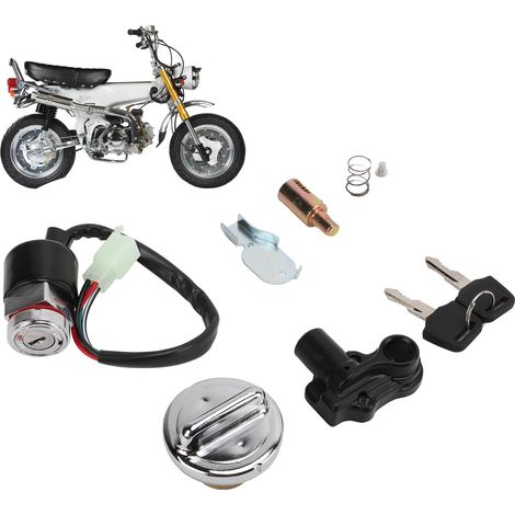 Kit de Serrure de Casque avec Interrupteur d'Allumage et Couvre-Réservoir, 2 Clés pour Dax Skyteam 50cc 125cc (1/5)