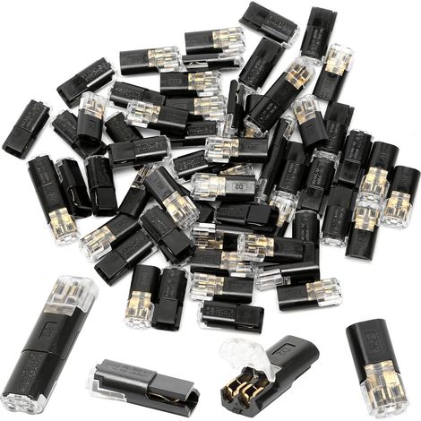 Lot de 60 connecteurs à pousser à 2 broches, bornes de jonction rapide sans soudure à basse tension pour bandes lumineuses LED, lampes et interrupteurs, convient aux fils de 20-24 AWG