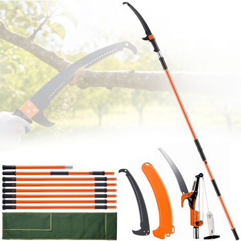 VEVOR Seghetto per Potatura Manuale Asta Estensibile tra 2,24-8,24m con Borsa per Tagliare Segare Rami Boschi Alberi in Altezza, Troncarami Manuale 5,9kg Palo Estensibile in Fibra di Vetro Lama Curva (1/5)