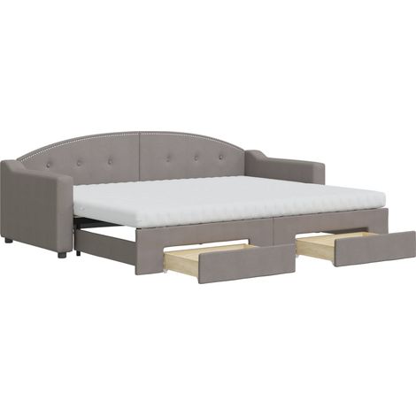 Maison Exclusive - Divano Letto Estraibile con Cassetti Tortora 80x200 cm Tessuto