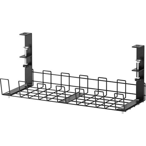 Goulotte de gestion des câbles sous table noire, sans perçage, en métal (1 pièce). (1/5)