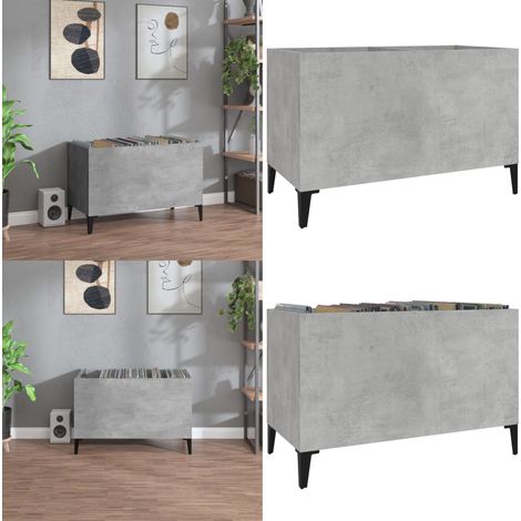 Mobile Porta Dischi Grigio Cemento 74,5x38x48 Legno Multistrato - Ripostiglio per dischi - Mobiletto per vinili