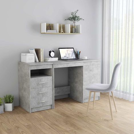 vidaXL Bureau Gris béton 140x50x76 cm Bois d’ingénierie (1/5)