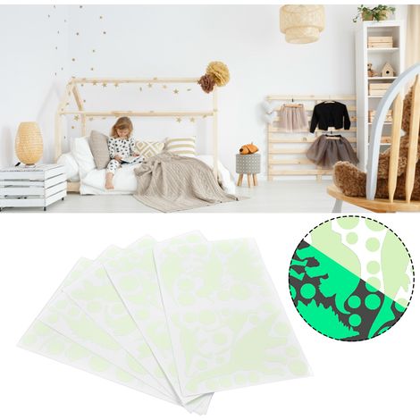 Stickers dinosaures phosphorescents, stickers muraux qui brillent dans le noir, autocollants adhésifs pour chambres d'enfants et chambres à coucher. (1/5)