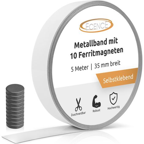 5m Metallband selbstklebend starke Haftung mit 10x Ferrit Magneten (1/5)