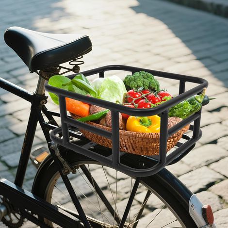 Fahrradkorb hinten 34x30x15cm - Robuster Fahrrad Gepäckträger Korb mit wasserdichter Abdeckung und Netzbeutel, 20 kg Tragkraft, Fahrradkorb für Einkauf, Pendeln und Outdoor-Aktivitäten (1/5)