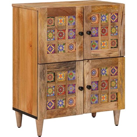 Sideboard with Storage Natural 60 x 33 x 75 cm Solid Mango Wood vidaXL