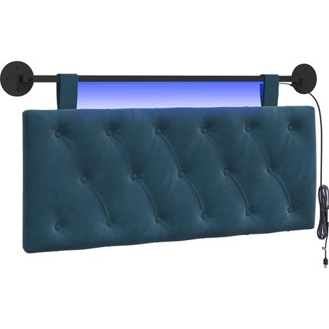Testiera Testata del letto sospesa Con luce LED Blu Velluto (1/5)