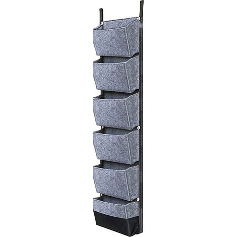 Sacs de plantation suspendus 6 poches, jardin vertical, 42 x 12 pouces, gris – DELKEVIC