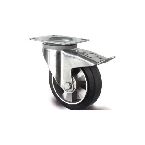 Rueda  giratoria  para  cargas  pesadas  D.200mm  Cap.  500kg  Freno  Goma  elástica  Altura  de  construcción  245mm  TECWERK (1/2)