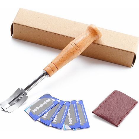 Brotschneidemesser-Set mit Holzgriff und 5 Klingen – Bäckerwerkzeug (1/4)