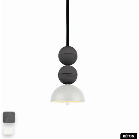 Lampe de suspension en béton - BOSFOR CONCRETE ANTHRACITE - BLANC 2 BALLES LED 14W (1/3)