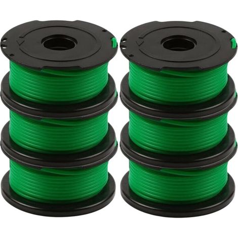 Lot de 6 bobines de fil pour débroussailleuse Black and Decker GL7033, GL8033, GL9035, 6 m (1/4)