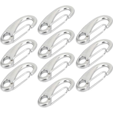 10 pièces Mousqueton en Acier Inoxydable 50mm pour Équipement Nautique et Randonnée (1/5)