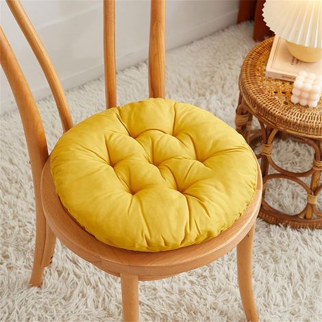 Indoor and Outdoor Chair Pad, Soft Quilted Chair Cushion, Thick Floor Cushion, Comfortable Seat Cushions for Garden, Yoga, Meditation, Office (40x40CM, [Round] Turmeric) (1/5)