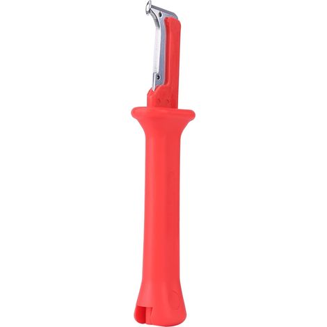 Couteau à dénuder pour câbles isolants rouges, pince à dénuder pour câbles isolants, lame fixe et poignée isolée avec protection (1/4)
