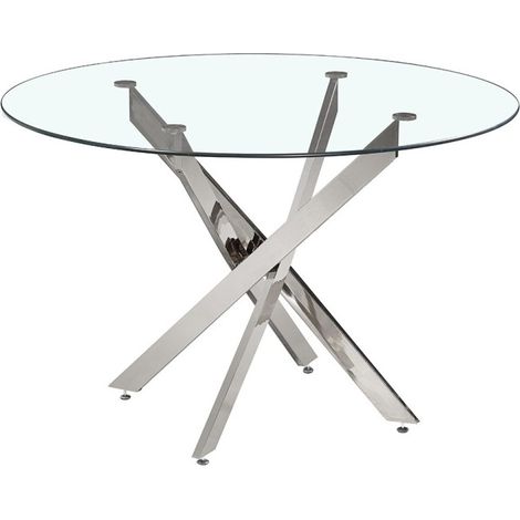 Esstisch CRISTELIA – Rund Ø120 cm – Glasplatte – Chrombeine – Elegantes und modernes Design